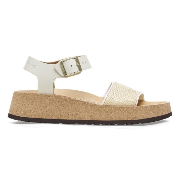 Birkenstock Papillio White and Tan Wedge Strappy Sandals Size 40, NEW - Picture 7 of 16